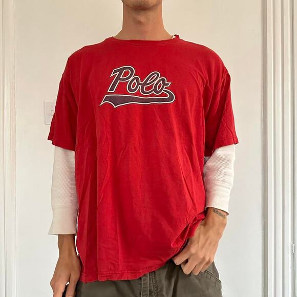 Vintage 90s Faded Polo Ralph Lauren Sport Logo Graphic Tee - Picture 5 of 6